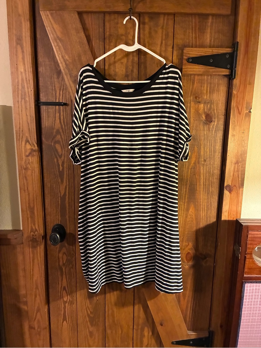Terra & Sky Black and White Striped Midi Dress
